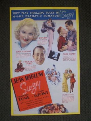 Suzy - 1936 Movie Herald - Cary Grant - Jean Harlow