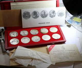 1969 Tunisia Tunisienne Franklin 10 - Coin Proof Silver Set Box &