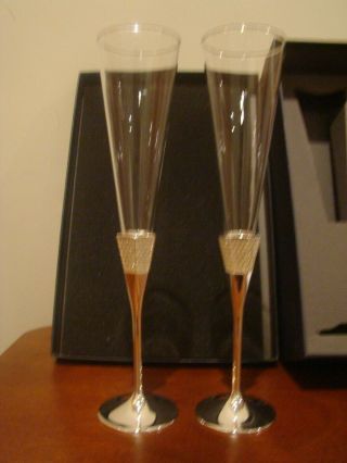 Waterford Lismore Diamond Silver Toasting Flutes Set Of Two 40002949