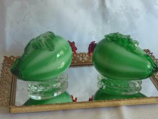 Vintage Hand Crafted Murano Glass 2 Melons Figurines Italy C 1950 