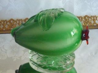 VINTAGE HAND CRAFTED MURANO GLASS 2 MELONS FIGURINES ITALY C 1950 ' S 2