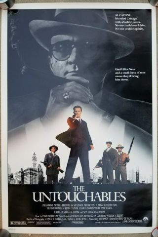 Vintage 1987 The Untouchables One Sheet Movie Poster Depalma Costner Deniro