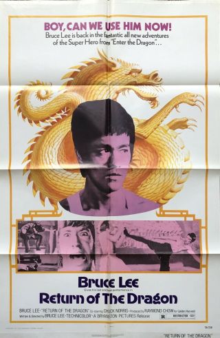 Bruce Lee Return Of The Dragon One Sheet Movie Poster 1974