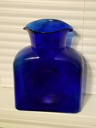 Blenko Classic Glass Carafe Double Spout Water Jug Cobalt,