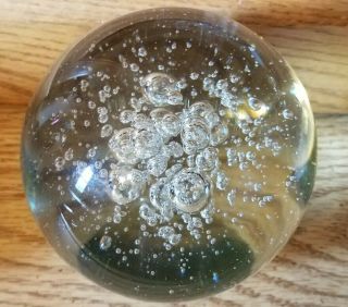 Huge Stunning Vintage Murano Clear Glass Paperweight Controlled Bubble 4 1/2 "