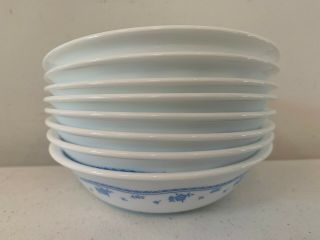 8 Vtg Corelle By Corning 5 1/4 " Morning Blue Flowers Cereal Soup Salad Bowls