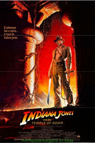 Indiana Jones And The Temple Of Doom Movie Poster 27x40 Folded Style A