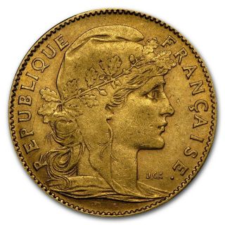 1907 France Gold 10 Francs Rooster