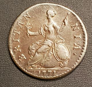 1771 Great Britain George III 1/2 Penny KM - 601 Coin 2