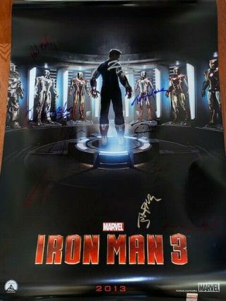 Iron Man 3 Ds Movie Poster Cast Signed Premiere Robert Downey Jr Avengers Marvel