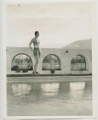 Marian Marsh Sexy Swimsuit At Pool In Palm Springs Vintage Portrait Photo 1931