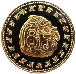 1977 Gold Belize 6.  21 Grams Proof $100 Mayan Sun God Kinich Ahau Franklin