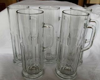 Set Of 5 9 " Tall 20 Oz.  Libbey Craft Beer Steins Tankards Mugs - Euc
