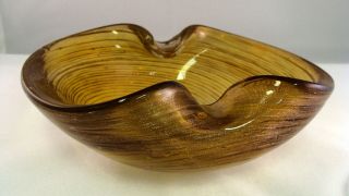 Murano Gold Swirl Ash Tray 6 1/4 " X 4 1/2 "