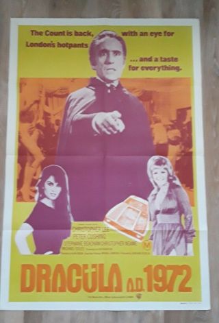 Dracula A.  D.  1972 Australian One - Sheet Poster Christopher Lee,  Hammer