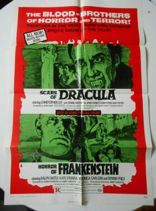 Scars Of Dracula/horror Of Frankenstein Hammer Horror 1 - Sheet Christopher Lee