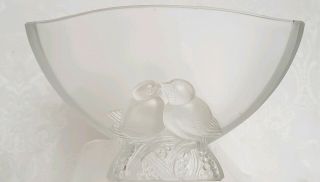 Frosted French Art Deco Glass Love Birds Vase Signed " Verlys "