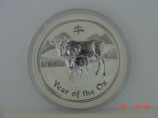 2009 Australia $8 Lunar Year Of The Ox 5 Oz.  999 Silver