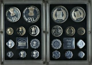 Two 1973 India 10 Coin Proof Set In Package: Bombay