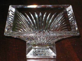 Waterford 6” Footed Crystal Pedestal Bowl Square Clarion Signed.