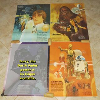 Set Of 3 Star Wars Posters - Burger King Coca - Cola (1977) - Near