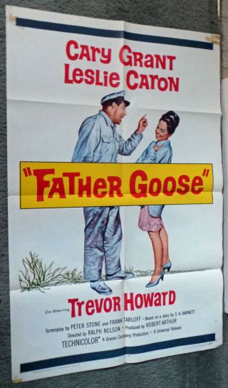 Father Goose 1965 One Sheet Movie Poster Cary Grant/leslie Caron