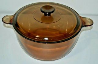Vintage Ammber Visions 4.  5l Quart Dutch Oven By Corning Ware France W Lid