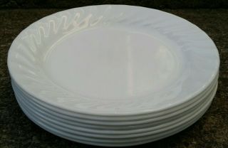 Set Of 8 Corelle Enhancements White Swirl 7 1/4 " Dessert Bread & Butter Plates