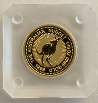 1999 Australia $15 The Australian Nugget 1/10 Oz Gold Coin In Capsule