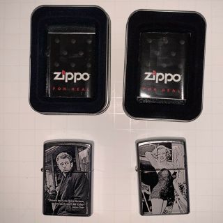 2 Vintage 2004 Zippo Lighters James Dean And Marilyn Monroe