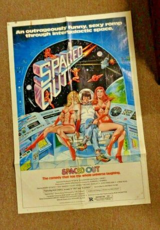 Large 1980 Spaced Out Movie Poster Science Fiction Sex Comedy Girl Gun