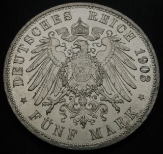 SAXE WEIMAR EISENACH 5 Mark 1903 A - Silver - Grand Duke ' s First Marriage - 1720 2