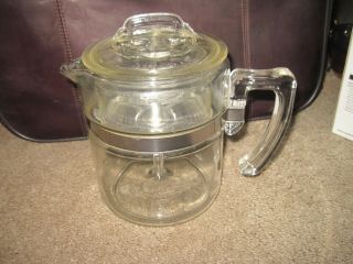 Vintage Pyrex Flameware 9 - Cup Glass Percolator Stove Top Coffee Pot