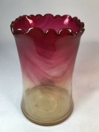 Vintage Amberina Art Glass Square Top Vase,  4 5/8 " Tall