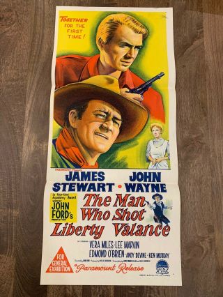 1962 The Man Who Shot Liberty Valance John Wayne Australian Daybill Movie Poster