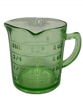 Vintage Hazel Atlas Vaseline Glass 3 Spout Measuring Cup