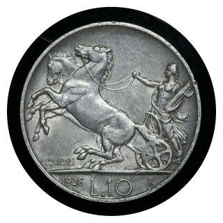 10 Lire 1928 Fert Italy Silver Coin Vittorio Emanuele Iii 68.  2 From 1$