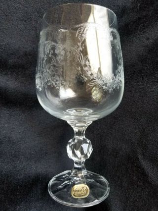 Set Of 6 Bohemia Fine Lead Crystal Czechoslovakia Etched Red Wine Glasses 6 1/2 "