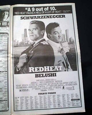 Best Red Heat Schwarzenegger Film Movie Opening Day Ad & Review 1988 Newspaper