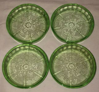 4 Jeannette Floral/poinsettia Green 3 1/4 " Coasters