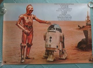 1977 Star Wars Movie Poster From The Soundtrack W/r2d2 & C - 3po,  23 " X33 "