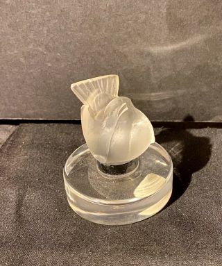 Lalique France Frosted Crystal Sparrow Bird Figurine Stunning