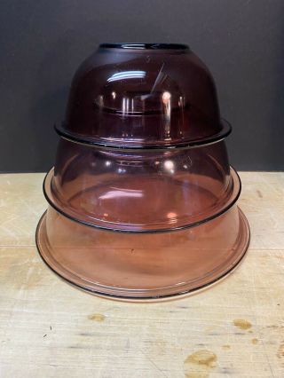 Pyrex Amethyst Purple Cranberry Mixing Bowl Set Nesting Vintage 325 323 322
