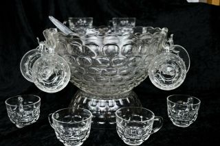 Federal Glass Jubilee Punch Bowl On Stand Set