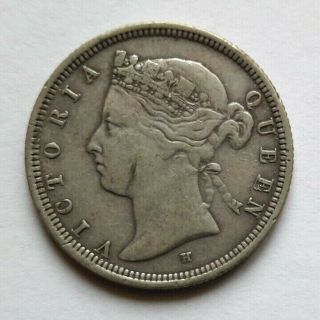 Hong Kong (china) : 1882 H Silver 20 Cents,  Low Mintage: 100,  000