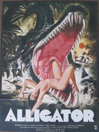 The Great Alligator (1979) Rare French Movie Poster Barbara Bach Horror
