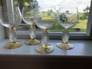 Theresienthal Pieroth Amber Crystal - - Set Of 4 Wine Glasses 5 1/4 " Germany