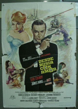 Aae23 From Russia With Love James Bond Sean Connery Rare 1sh Spanish Poster