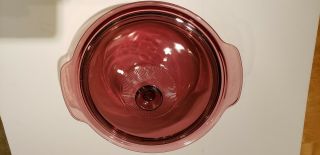 Vtg Corning Ware Pyrex Visions Cranberry Pan Pot Dutch Oven Casserole 5 L