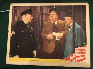 Nothing But Trouble 1944 Mgm 11x14 " Comedy Lobby Card Laurel And Hardy